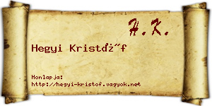 Hegyi Kristóf névjegykártya